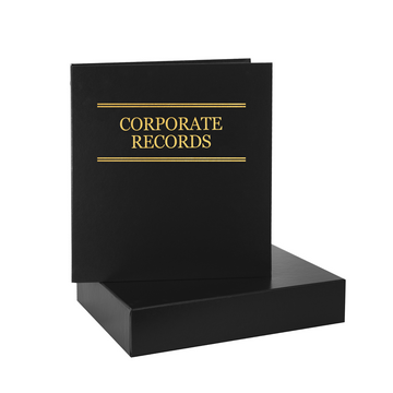 Give your business records a polished and professional home with this 3-Ring Corporate Records Binder Portfolio with Slipcase. Designed for companies that value presentation and organization, this binder allows you to customize the cover with your company