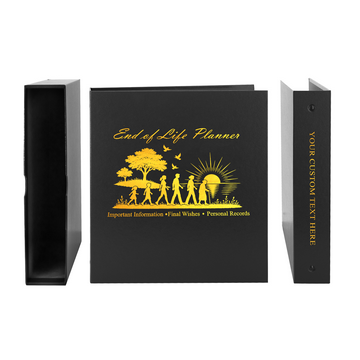 Prepare important information for your loved ones with this personalized End-of-Life Planner. This complete organization system includes one three-ring binder, one matching protective slipcase, six index tabs and 30 printed planning pages.