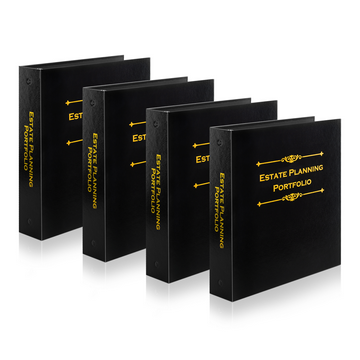 Our Estate Planning Binder 4-Pack offers unbeatable value and organization for families and professionals alike. Each binder comes with pre-labeled tabs to simplify navigation of wills, trusts, financial records, and other essential documents. Built with