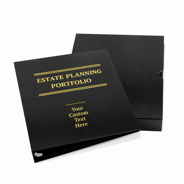 Personalize the front cover with up to four lines of text to create a portfolio for your household or a professional presentation for your clients. The labeled dividers help keep your estate paperwork organized while the ring mechanism makes it easy to up