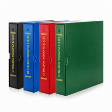 Personalize the front cover with up to four lines of text to create a portfolio for your household or a professional presentation for your clients. The labeled dividers help keep your estate paperwork organized while the ring mechanism makes it easy to up