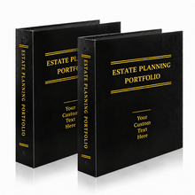 Personalize the cover design with up to four lines of text for household use or professional client presentations. Gold lettering provides a coordinated finish. The three-ring format allows you to add your own estate documents and update the contents over