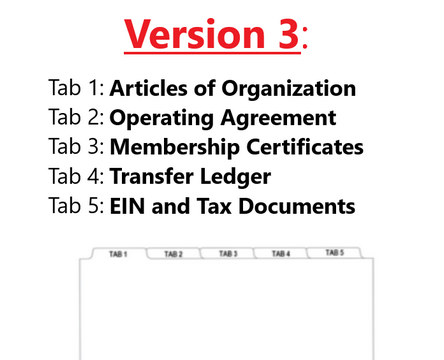 Keep your LLC documents neatly organized with this professional set of 1/5 Cut LLC Binder Tabs. Each set includes five pre-printed dividers for the most common company sections, such as Operating Agreement, Membership Register, State Filings & Annual Repo