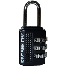 Secure your notary supplies bag with a durable combination lock. Ideal for mobile notaries and signing agents who need reliable protection for journals, stamps, and tools.